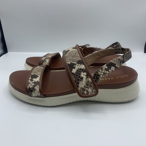Cole Haan Merritt Womens Zerogrand Double Band Sandal Brown Snake Sz 8 B - Picture 2 of 8